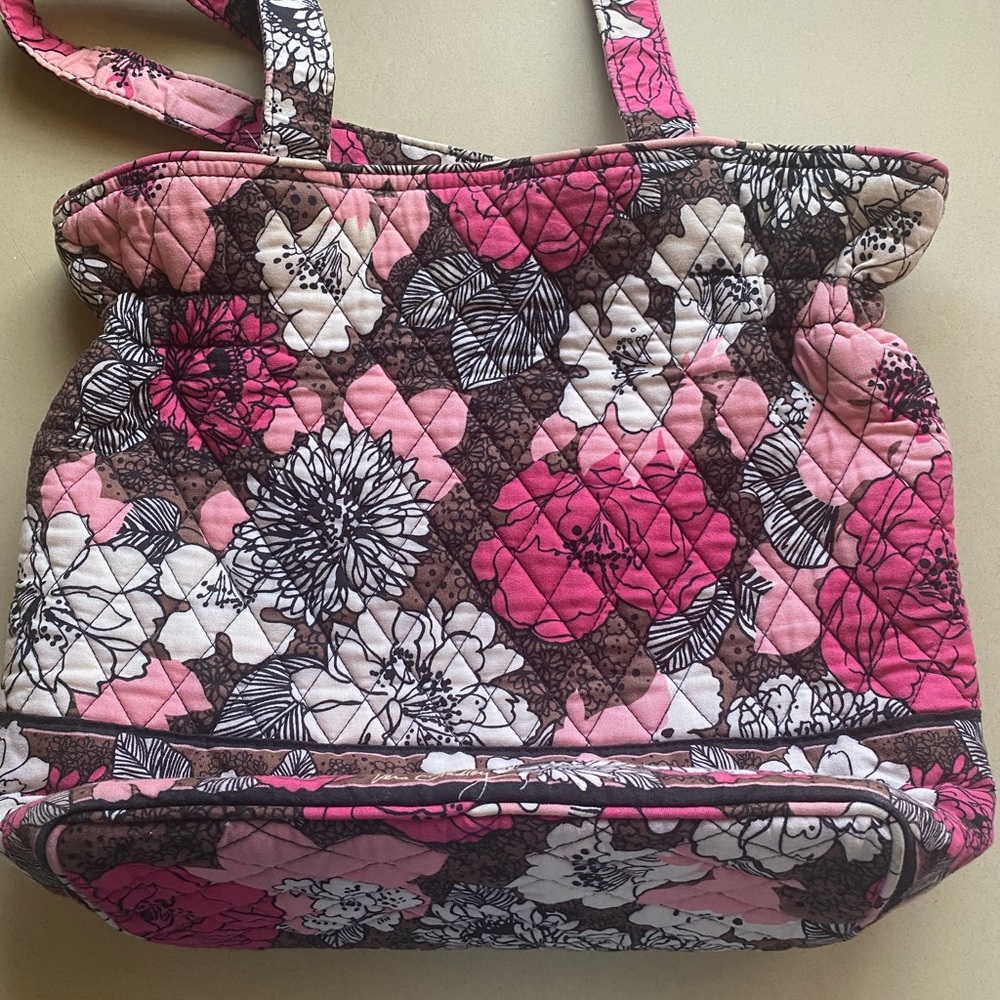 Vera Bradley retired mocha rouge shoulder bag pink, brown, white floral pattern - Picture 4 of 16